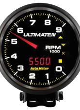 AutoMeter GAUGE; TACH; 5in.; 9K RPM; PEDESTAL; DATALOGGING; ULTIMATE III PLAYBACK; BLACK                                     - 6887 - Image 4