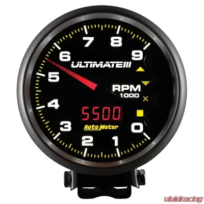 AutoMeter GAUGE; TACH; 5in.; 9K RPM; PEDESTAL; DATALOGGING; ULTIMATE III PLAYBACK; BLACK - 6887
