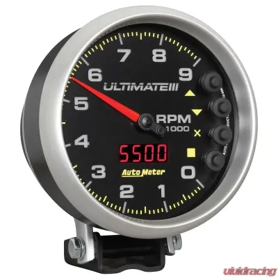 AutoMeter GAUGE; TACH; 5in.; 9K RPM; PEDESTAL; DATALOGGING; ULTIMATE III PLAYBACK; BLACK - 6887