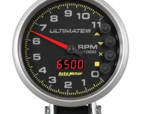 AutoMeter GAUGE; TACH; 5in.; 11K RPM; PEDESTAL; DATALOGGING; ULTIMATE III PLAYBACK; BLACK