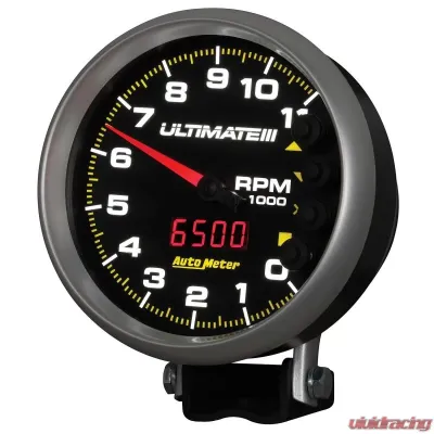 AutoMeter GAUGE; TACH; 5in.; 11K RPM; PEDESTAL; DATALOGGING; ULTIMATE III PLAYBACK; BLACK - 6888