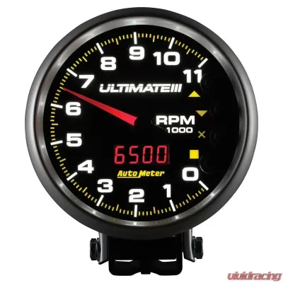 AutoMeter GAUGE; TACH; 5in.; 11K RPM; PEDESTAL; DATALOGGING; ULTIMATE III PLAYBACK; BLACK - 6888