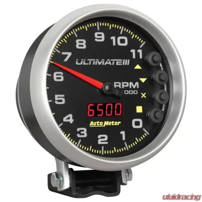 AutoMeter GAUGE; TACH; 5in.; 11K RPM; PEDESTAL; DATALOGGING; ULTIMATE III PLAYBACK; BLACK - 6888