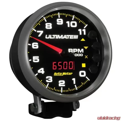 AutoMeter GAUGE; TACH; 5in.; 11K RPM; PEDESTAL; DATALOGGING; ULTIMATE III PLAYBACK; BLACK - 6888
