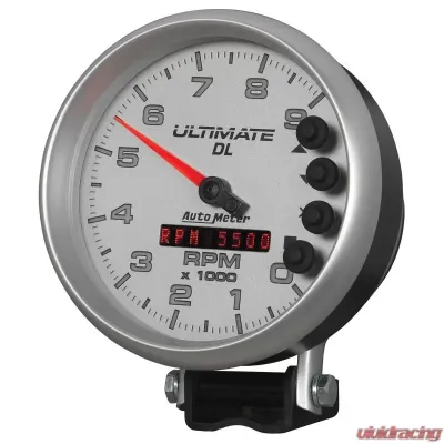 AutoMeter GAUGE; TACH; 5in.; 9K RPM; PEDESTAL; DATALOGGING; ULTIMATE DL PLAYBACK; SILVER - 6894