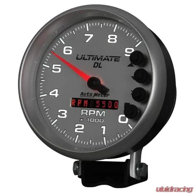 AutoMeter GAUGE; TACH; 5in.; 9K RPM; PEDESTAL; DATALOGGING; ULTIMATE DL PLAYBACK; SILVER - 6894