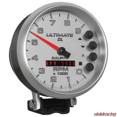 AutoMeter GAUGE; TACH; 5in.; 9K RPM; PEDESTAL; DATALOGGING; ULTIMATE DL PLAYBACK; SILVER - 6894