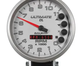AutoMeter GAUGE; TACH; 5in.; 11K RPM; PEDESTAL; DATALOGGING; ULTIMATE DL PLAYBACK; SILVER