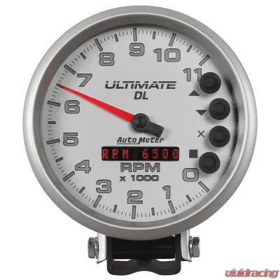AutoMeter GAUGE; TACH; 5in.; 11K RPM; PEDESTAL; DATALOGGING; ULTIMATE DL PLAYBACK; SILVER - 6895