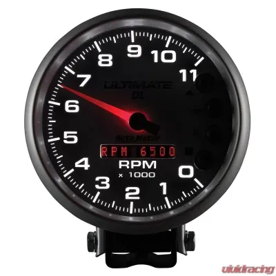 AutoMeter GAUGE; TACH; 5in.; 11K RPM; PEDESTAL; DATALOGGING; ULTIMATE DL PLAYBACK; SILVER - 6895