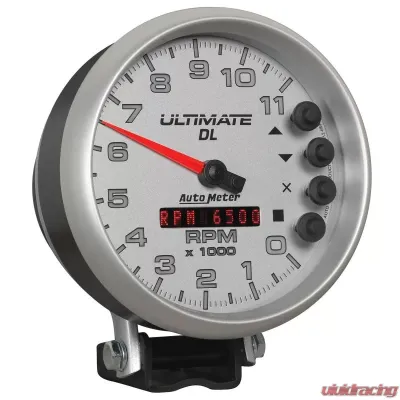 AutoMeter GAUGE; TACH; 5in.; 11K RPM; PEDESTAL; DATALOGGING; ULTIMATE DL PLAYBACK; SILVER - 6895