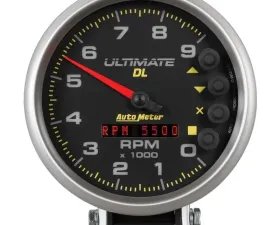 AutoMeter GAUGE; TACH; 5in.; 9K RPM; PEDESTAL; DATALOGGING; ULTIMATE DL PLAYBACK; BLACK