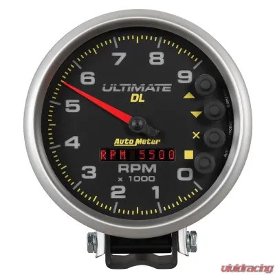AutoMeter GAUGE; TACH; 5in.; 9K RPM; PEDESTAL; DATALOGGING; ULTIMATE DL PLAYBACK; BLACK - 6896