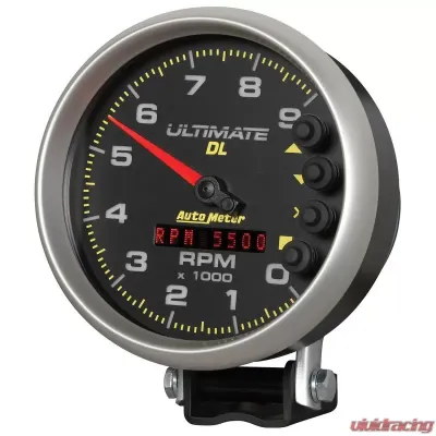 AutoMeter GAUGE; TACH; 5in.; 9K RPM; PEDESTAL; DATALOGGING; ULTIMATE DL PLAYBACK; BLACK - 6896