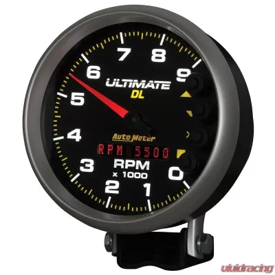 AutoMeter GAUGE; TACH; 5in.; 9K RPM; PEDESTAL; DATALOGGING; ULTIMATE DL PLAYBACK; BLACK - 6896