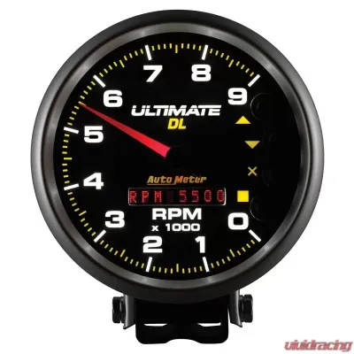 AutoMeter GAUGE; TACH; 5in.; 9K RPM; PEDESTAL; DATALOGGING; ULTIMATE DL PLAYBACK; BLACK - 6896