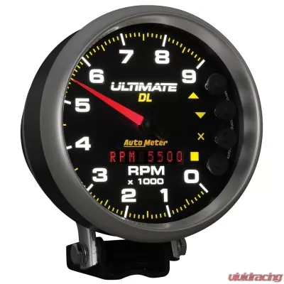 AutoMeter GAUGE; TACH; 5in.; 9K RPM; PEDESTAL; DATALOGGING; ULTIMATE DL PLAYBACK; BLACK - 6896