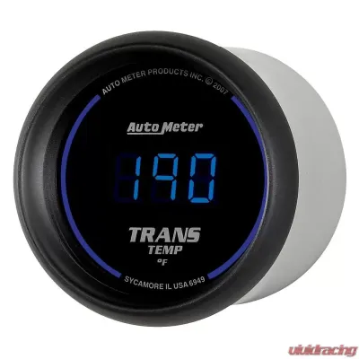 AutoMeter GAUGE; TRANS TEMP; 2 1/16in.; 340deg.F; DIGITAL; BLACK DIAL W/BLUE LED - 6949