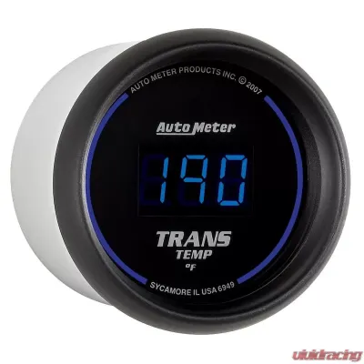 AutoMeter GAUGE; TRANS TEMP; 2 1/16in.; 340deg.F; DIGITAL; BLACK DIAL W/BLUE LED - 6949