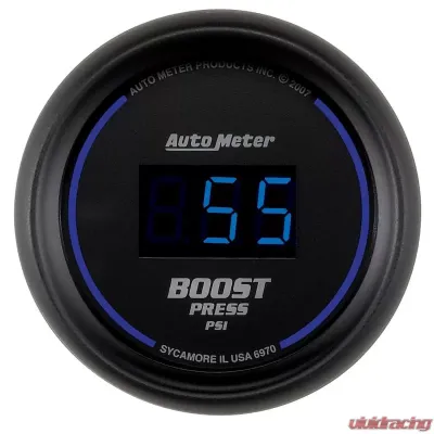 AutoMeter GAUGE; BOOST; 2 1/16in.; 60PSI; DIGITAL; BLACK DIAL W/BLUE LED - 6970