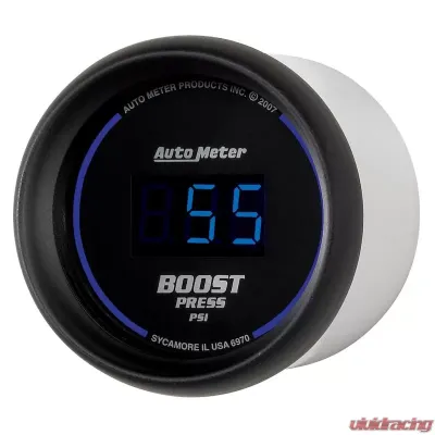 AutoMeter GAUGE; BOOST; 2 1/16in.; 60PSI; DIGITAL; BLACK DIAL W/BLUE LED - 6970