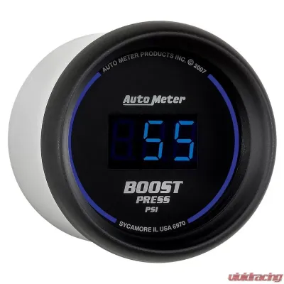 AutoMeter GAUGE; BOOST; 2 1/16in.; 60PSI; DIGITAL; BLACK DIAL W/BLUE LED - 6970