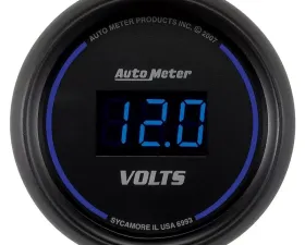 AutoMeter GAUGE; VOLTMETER; 2 1/16in.; 18V; DIGITAL; BLACK DIAL W/BLUE LED