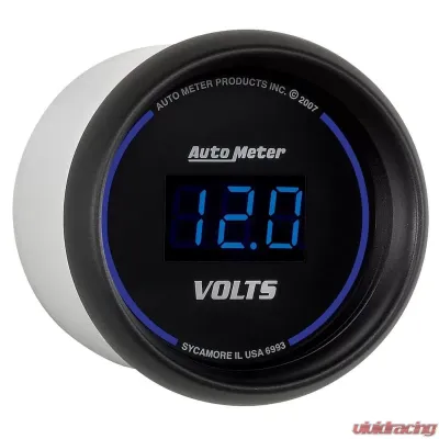 AutoMeter GAUGE; VOLTMETER; 2 1/16in.; 18V; DIGITAL; BLACK DIAL W/BLUE LED - 6993
