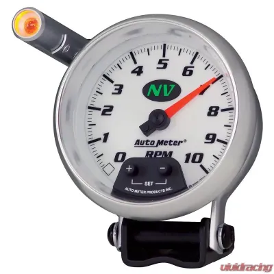 AutoMeter GAUGE; TACHOMETER; 3 3/4in.; 10K RPM; PEDESTAL W/EXT. QUICK-LITE; NV - 7390