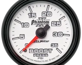 AutoMeter GAUGE; BOOST; 2 1/16in.; 35PSI; MECHANICAL; PHANTOM II