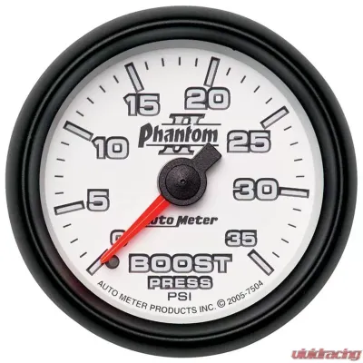 AutoMeter GAUGE; BOOST; 2 1/16in.; 35PSI; MECHANICAL; PHANTOM II - 7504