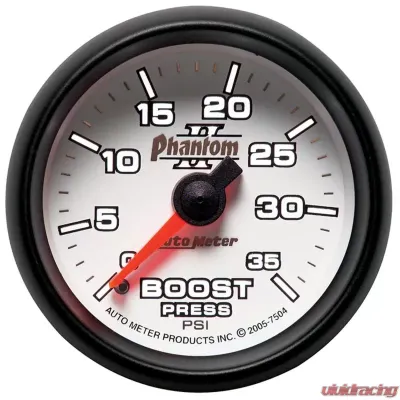 AutoMeter GAUGE; BOOST; 2 1/16in.; 35PSI; MECHANICAL; PHANTOM II - 7504