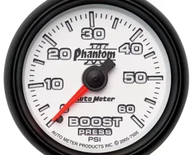 AutoMeter GAUGE; BOOST; 2 1/16in.; 60PSI; MECHANICAL; PHANTOM II