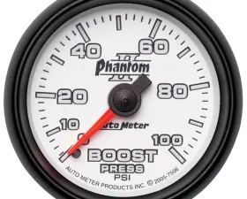 AutoMeter GAUGE; BOOST; 2 1/16in.; 100PSI; MECHANICAL; PHANTOM II