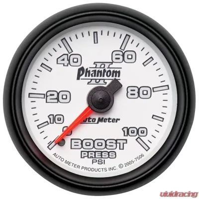 AutoMeter GAUGE; BOOST; 2 1/16in.; 100PSI; MECHANICAL; PHANTOM II - 7506
