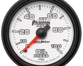 AutoMeter GAUGE; OIL PRESSURE; 2 1/16in.; 100PSI; MECHANICAL; PHANTOM II