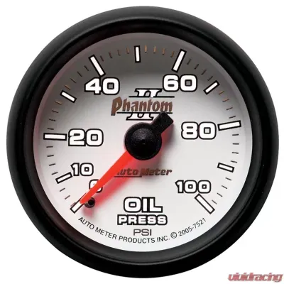 AutoMeter GAUGE; OIL PRESSURE; 2 1/16in.; 100PSI; MECHANICAL; PHANTOM II - 7521