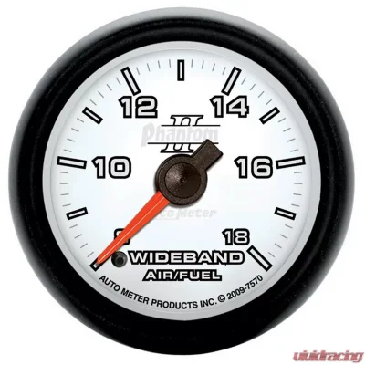 AutoMeter GAUGE; AIR/FUEL RATIO-WIDEBAND; ANALOG; 2 1/16in.; 8:1-18:1; STPR MTR; PHANTOM I - 7570