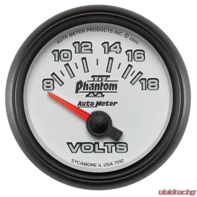 AutoMeter GAUGE; VOLTMETER; 2 1/16in.; 18V; ELECTRIC; PHANTOM II - 7592