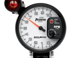 AutoMeter GAUGE; TACHOMETER; 5in.; 10K RPM; PEDESTAL W/EXT. SHIFT-LITE; PHANTOM II