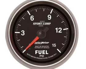 AutoMeter GAUGE; FUEL PRESSURE; 2 5/8in.; 15PSI; MECHANICAL; SPORT-COMP II