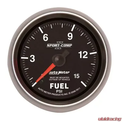 AutoMeter GAUGE; FUEL PRESSURE; 2 5/8in.; 15PSI; MECHANICAL; SPORT-COMP II - 7611
