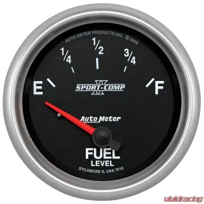 AutoMeter GAUGE; FUEL LEVEL; 2 5/8in.; 240OE TO 33OF; ELEC; SPORT-COMP II - 7616
