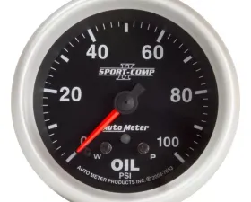 AutoMeter GAUGE; OIL PRESS; 2 5/8in.; 100PSI; STEPPER MOTOR W/PEAK/WARN; SPORT-COMP II