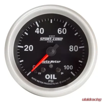 AutoMeter GAUGE; OIL PRESS; 2 5/8in.; 100PSI; STEPPER MOTOR W/PEAK/WARN; SPORT-COMP II - 7653