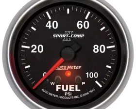 AutoMeter GAUGE; FUEL PRESS; 2 5/8in.; 100PSI; STEPPER MOTOR W/PEAK/WARN; SPORT-COMP II