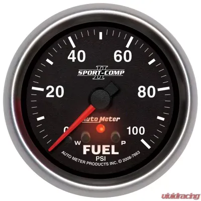 AutoMeter GAUGE; FUEL PRESS; 2 5/8in.; 100PSI; STEPPER MOTOR W/PEAK/WARN; SPORT-COMP II - 7663
