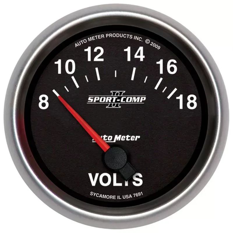AutoMeter GAUGE; VOLTMETER; 2 5/8in.; 18V; ELECTRIC; SPORT-COMP II - 7691