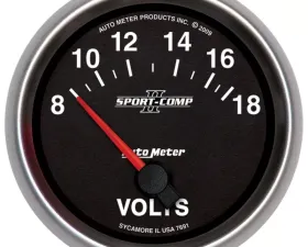 AutoMeter GAUGE; VOLTMETER; 2 5/8in.; 18V; ELECTRIC; SPORT-COMP II