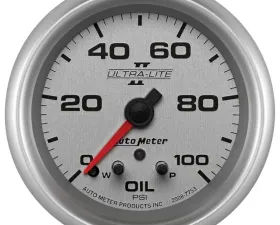 AutoMeter GAUGE; OIL PRESS; 2 5/8in.; 100PSI; STEPPER MOTOR W/PEAK/WARN; ULTRA-LITE II